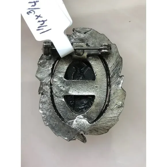 Vintage Gold Oriental Black Enamel Brooch Pin - Picture 7 of 7